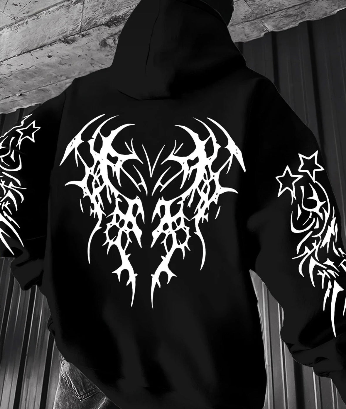 Siyah Baskılı Unisex Hoodie