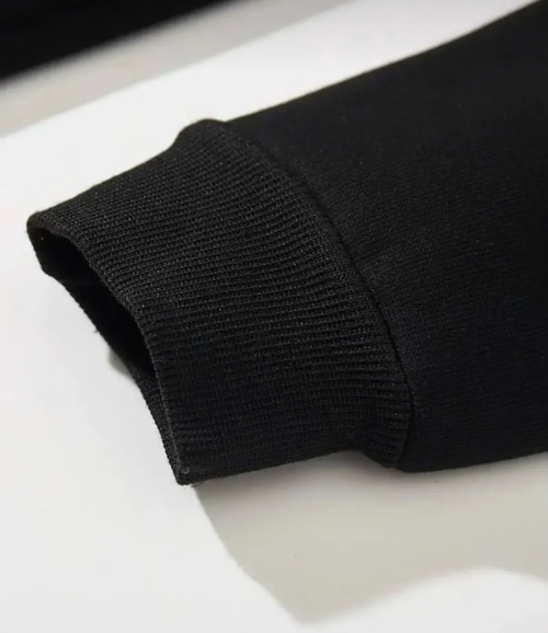 Siyah Oversize Baskılı Unisex Fermuarlı Hırka